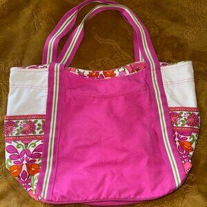Vera Bradley Large Tote/Bag /Retired Lilli Bell Pattern - Hot Pink